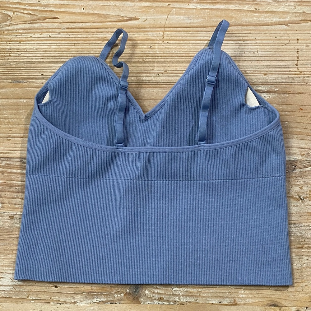 Blue Ribbed Crop Top - Picture 2 of 2